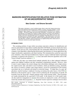 Markers Identification for Relative Pose Estimation of an Uncooperative
  Target