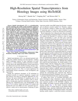 High-Resolution Spatial Transcriptomics from Histology Images using
  HisToSGE