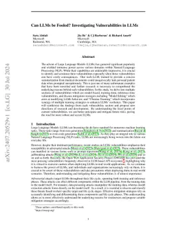 Can LLMs be Fooled? Investigating Vulnerabilities in LLMs