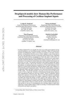 DeepSpeech models show Human-like Performance and Processing of Cochlear
  Implant Inputs