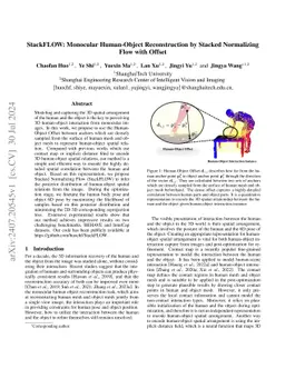 StackFLOW: Monocular Human-Object Reconstruction by Stacked Normalizing
  Flow with Offset