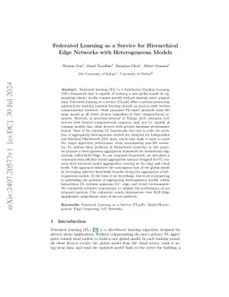 Federated Learning as a Service for Hierarchical Edge Networks with
  Heterogeneous Models