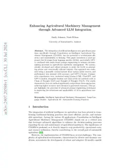 Enhancing Agricultural Machinery Management through Advanced LLM
  Integration