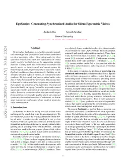 EgoSonics: Generating Synchronized Audio for Silent Egocentric Videos