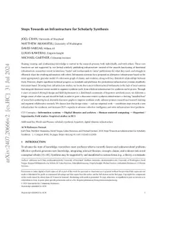 Steps Towards an Infrastructure for Scholarly Synthesis