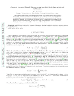 Complete corrected formula for generating functions of the
  hypergeometric distribution