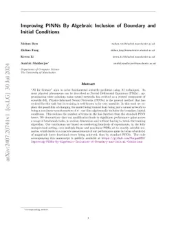 Improving PINNs By Algebraic Inclusion of Boundary and Initial
  Conditions