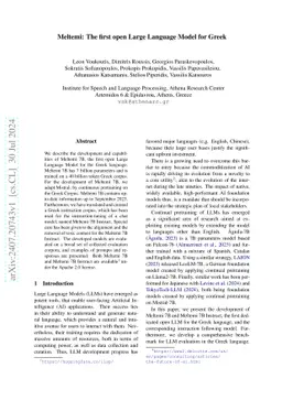 Meltemi: The first open Large Language Model for Greek