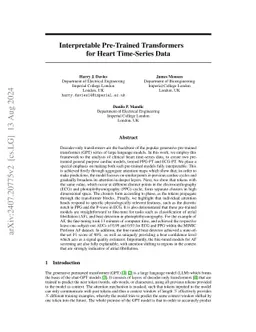 Interpretable Pre-Trained Transformers for Heart Time-Series Data