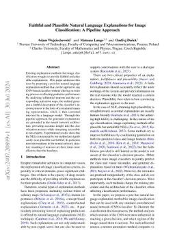 Faithful and Plausible Natural Language Explanations for Image Classification: A Pipeline Approach