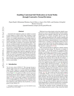 Enabling Contextual Soft Moderation on Social Media through Contrastive
  Textual Deviation