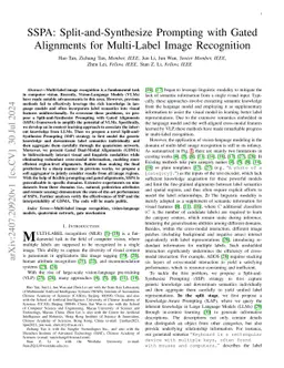 SSPA: Split-and-Synthesize Prompting with Gated Alignments for
  Multi-Label Image Recognition