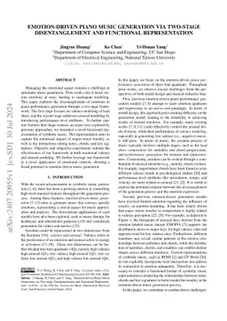 Emotion-driven Piano Music Generation via Two-stage Disentanglement and
  Functional Representation