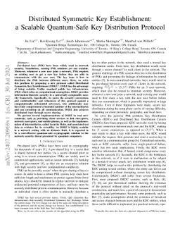 Distributed Symmetric Key Establishment: a Scalable Quantum-Safe Key
  Distribution Protocol
