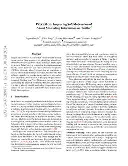 PIXELMOD: Improving Soft Moderation of Visual Misleading Information on
  Twitter