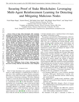 Securing Proof of Stake Blockchains: Leveraging Multi-Agent
  Reinforcement Learning for Detecting and Mitigating Malicious Nodes