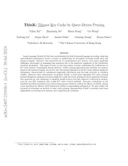 ThinK: Thinner Key Cache by Query-Driven Pruning