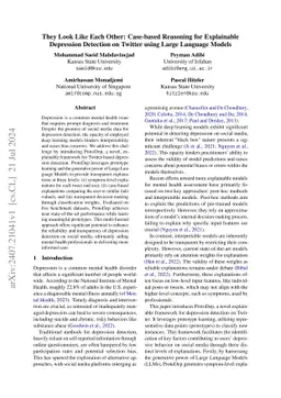They Look Like Each Other: Case-based Reasoning for Explainable
  Depression Detection on Twitter using Large Language Models