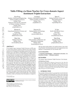 Table-Filling via Mean Teacher for Cross-domain Aspect Sentiment Triplet
  Extraction