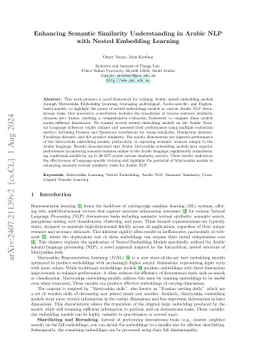 Enhancing Semantic Similarity Understanding in Arabic NLP with Nested
  Embedding Learning