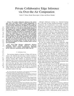 Private Collaborative Edge Inference via Over-the-Air Computation