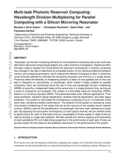 Multi-task Photonic Reservoir Computing: Wavelength Division
  Multiplexing for Parallel Computing with a Silicon Microring Resonator