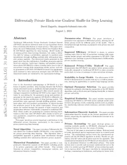 Differentially Private Block-wise Gradient Shuffle for Deep Learning