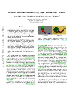 Interactive embodied evolution for socially adept Artificial General
  Creatures
