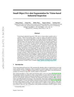 Small Object Few-shot Segmentation for Vision-based Industrial
  Inspection