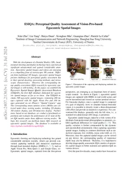 ESIQA: Perceptual Quality Assessment of Vision-Pro-based Egocentric Spatial Images