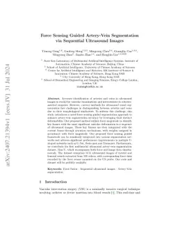 Force Sensing Guided Artery-Vein Segmentation via Sequential Ultrasound
  Images