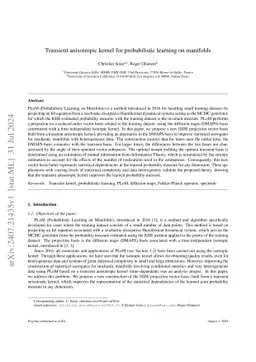 Transient anisotropic kernel for probabilistic learning on manifolds