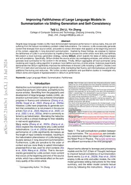 Improving Faithfulness of Large Language Models in Summarization via
  Sliding Generation and Self-Consistency