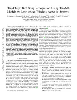 TinyChirp: Bird Song Recognition Using TinyML Models on Low-power
  Wireless Acoustic Sensors