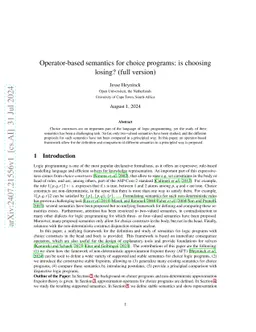 Operator-based semantics for choice programs: is choosing losing? (full
  version)