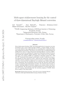 Multi-agent reinforcement learning for the control of three-dimensional
  Rayleigh-Bénard convection