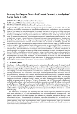 Ironing the Graphs: Toward a Correct Geometric Analysis of Large-Scale
  Graphs