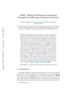 MART: MultiscAle Relational Transformer Networks for Multi-agent
  Trajectory Prediction