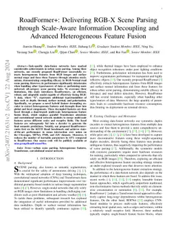 RoadFormer+: Delivering RGB-X Scene Parsing through Scale-Aware
  Information Decoupling and Advanced Heterogeneous Feature Fusion