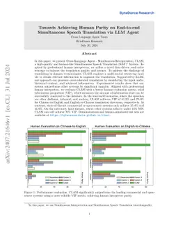 Towards Achieving Human Parity on End-to-end Simultaneous Speech
  Translation via LLM Agent