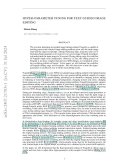 Hyper-parameter tuning for text guided image editing