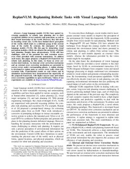 ReplanVLM: Replanning Robotic Tasks with Visual Language Models