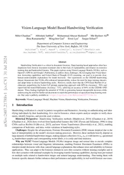 Vision-Language Model Based Handwriting Verification