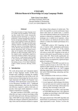 UNLEARN Efficient Removal of Knowledge in Large Language Models