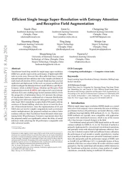 Efficient Single Image Super-Resolution with Entropy Attention and
  Receptive Field Augmentation