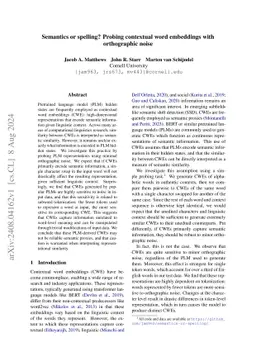 Semantics or spelling? Probing contextual word embeddings with
  orthographic noise