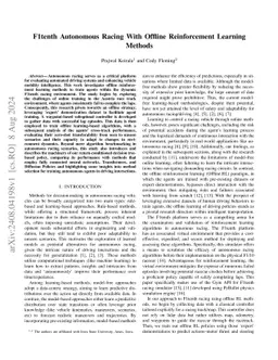 F1tenth Autonomous Racing With Offline Reinforcement Learning Methods