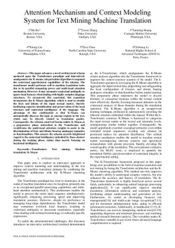 Attention Mechanism and Context Modeling System for Text Mining Machine Translation