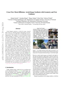 Cross-View Meets Diffusion: Aerial Image Synthesis with Geometry and
  Text Guidance