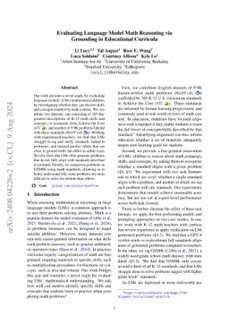 Evaluating Language Model Math Reasoning via Grounding in Educational
  Curricula